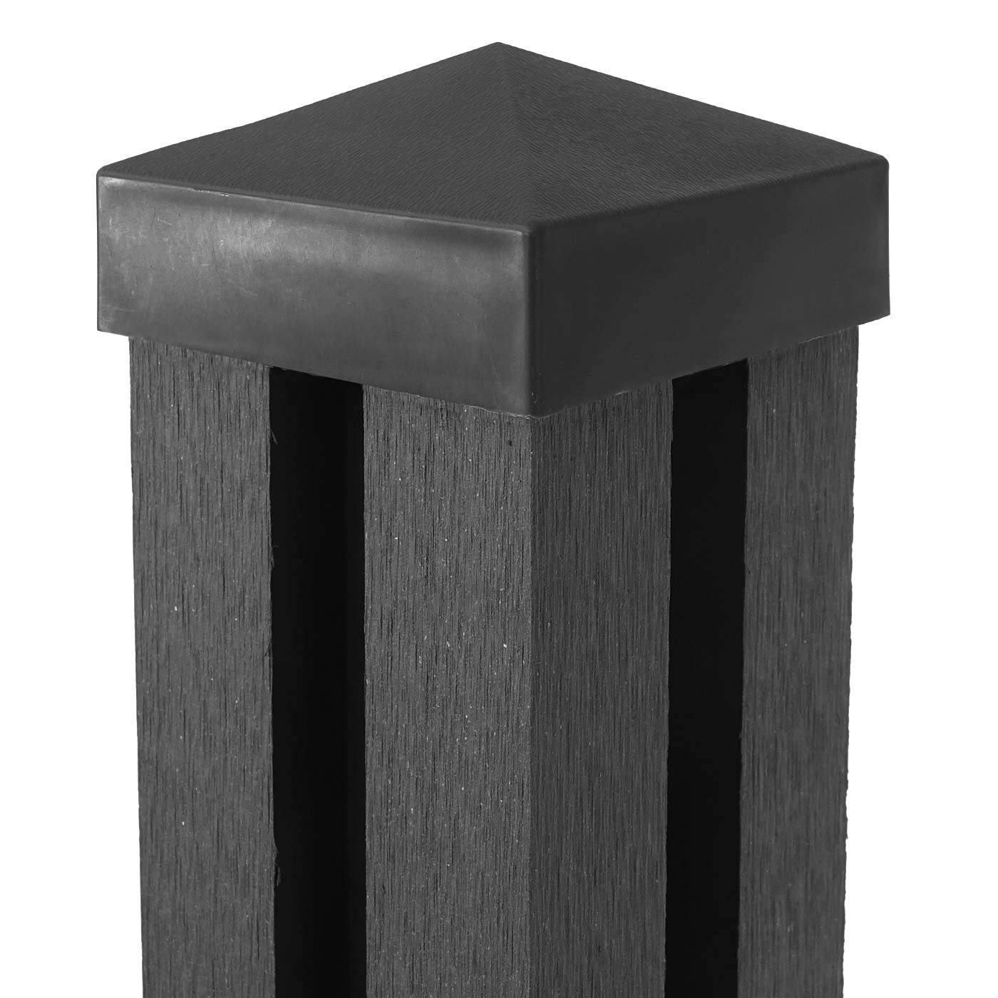 Mendler WPC-Sichtschutz Sarthe WPC-Pfosten 3er Set 5,7m - anthrazit | Windschutz Zaun