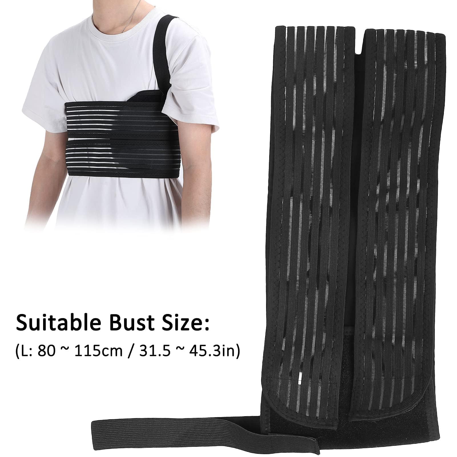Cintura legante per lesioni alle costole, fascia elastica per cintura toracica per costole rotte da lesioni per costole incrinate, fratturate, lussate e post-operatorie(L)