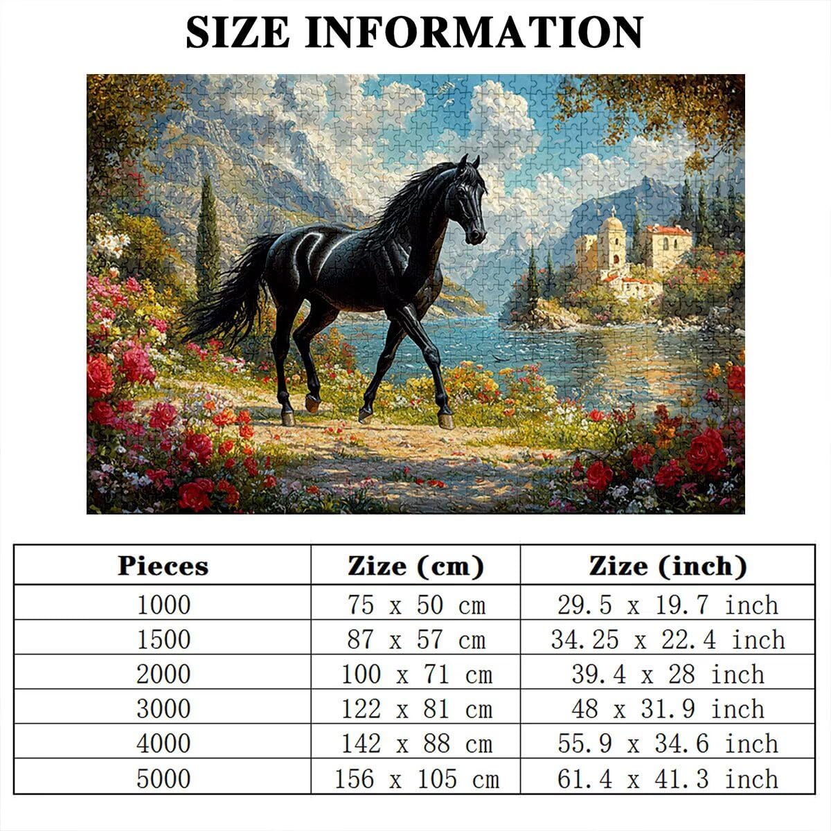 Puzzle 4000 Piezas Caballo, Puzzle Flor con Caja Regalo Adultos, DIY 4000 Piezas Rompecabezas de Madera para Adultos, Rompecabezas Desafiante para Decoración del Hogar y Paredes, Regalo Mujer, H-7