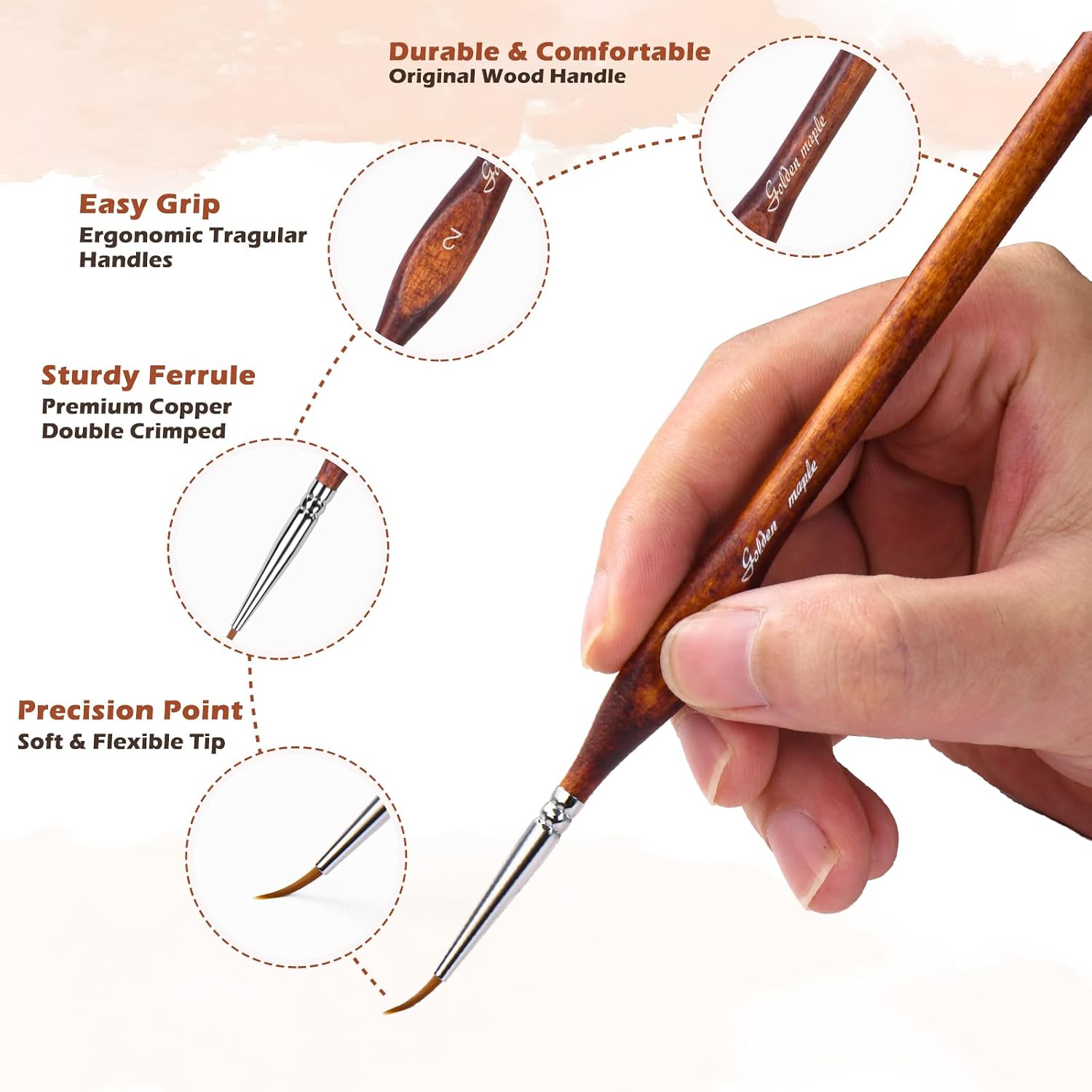 Golden Maple Miniature Model Paint Brushes-10pcs Micro Detail Paint Brush Set,Small Fine Detail Brushes for Acrylic, Oil, Watercolor & Paint by Number,Figurine image 2