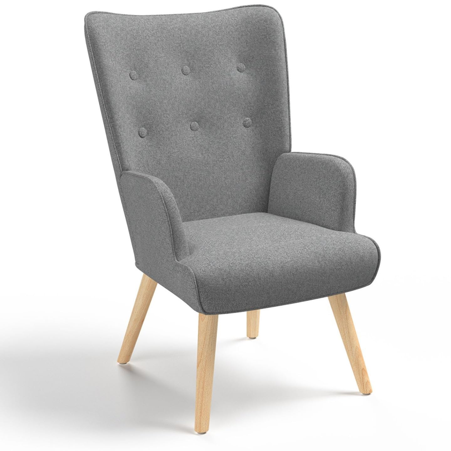 IDMarket – Sillón escandinavo Ivar en tejido gris claro