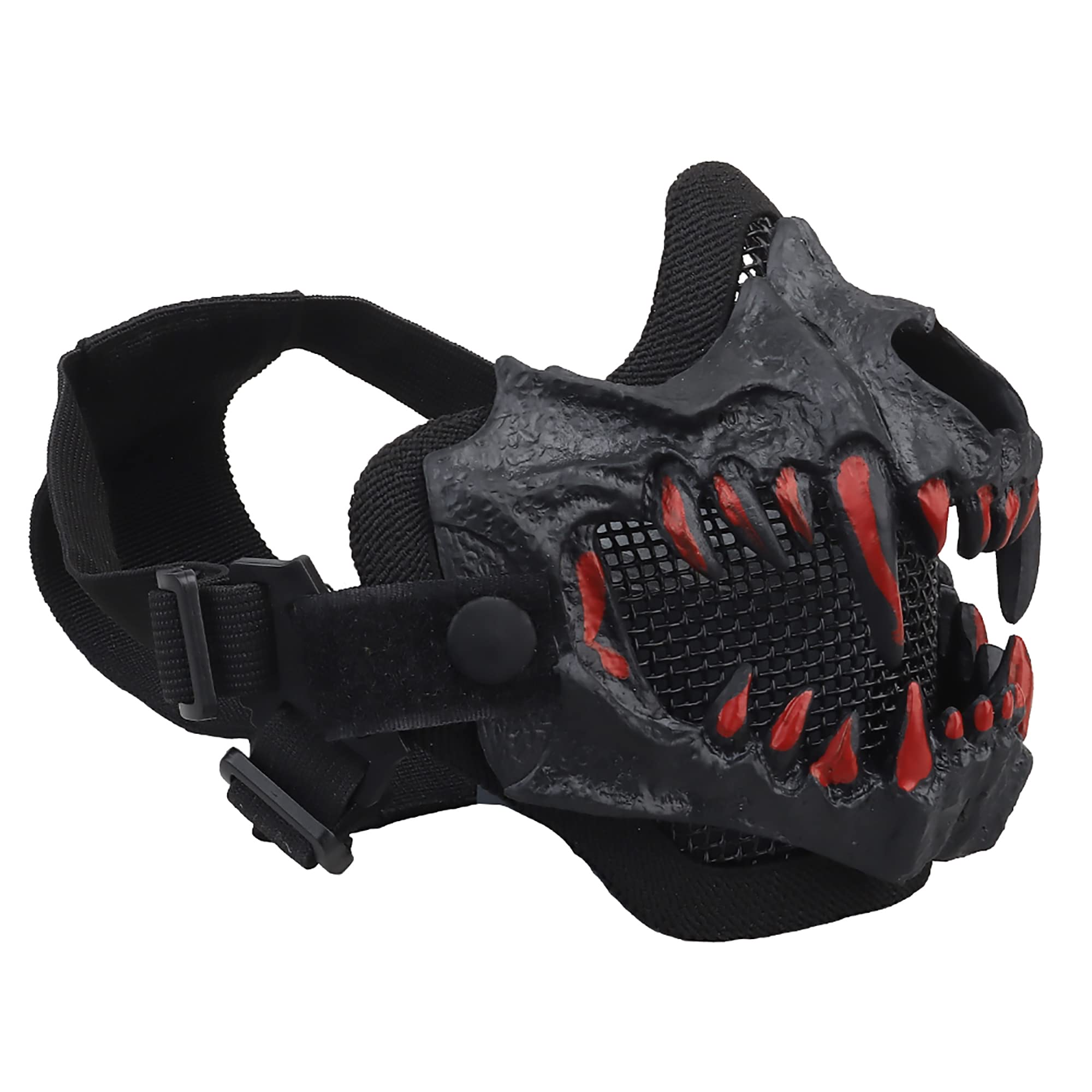 Maschera tattica a mezzo viso, traspirante, in acciaio, per softair, caccia, Halloween, feste in maschera