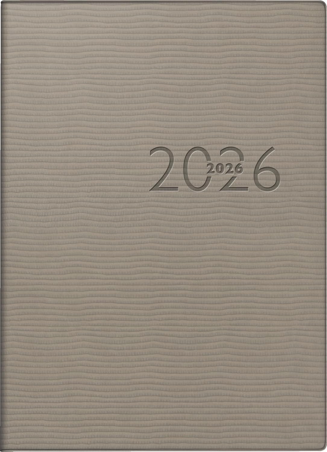 rido/idé Pocket Calendar Mod. perfect/Technik I 2026 | A6, Faux Leather, Grey