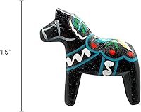 Vista 2 de Imán de cocina decorativo de caballo Dala de madera negra con temática sueca de 2 pulgadas ScandinavianGiftOutlet