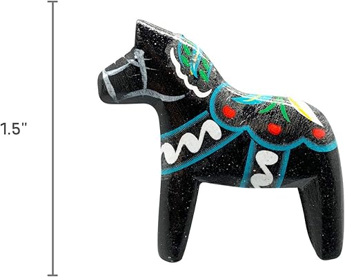 Miniatura 2 de Imán de cocina decorativo de caballo Dala de madera negra con temática sueca de 2 pulgadas ScandinavianGiftOutlet