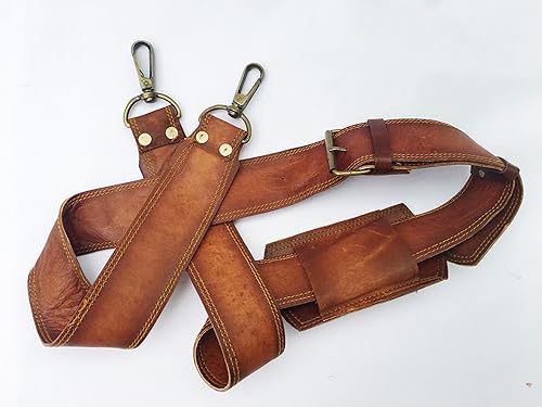 Miniatura 2 de DHK Correa de hombro acolchada ajustable de cuero con ganchos giratorios de metal para mensajero, portátil, cámara, bolsas de lona y más