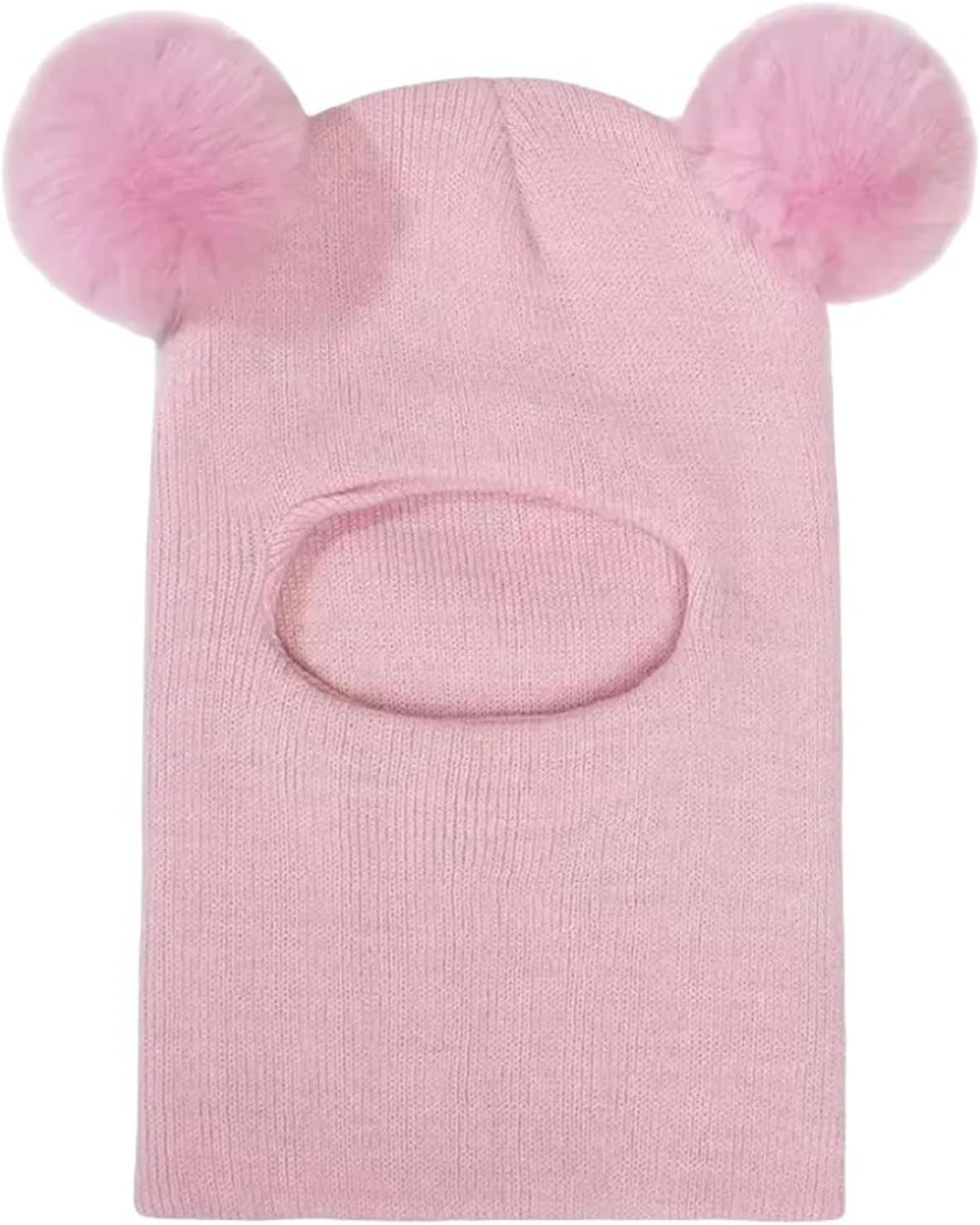Warm Knitted Balaclava Hat Double Hairballmulti-Color Pullover Hat Autumn Winter Windproof Outdoor