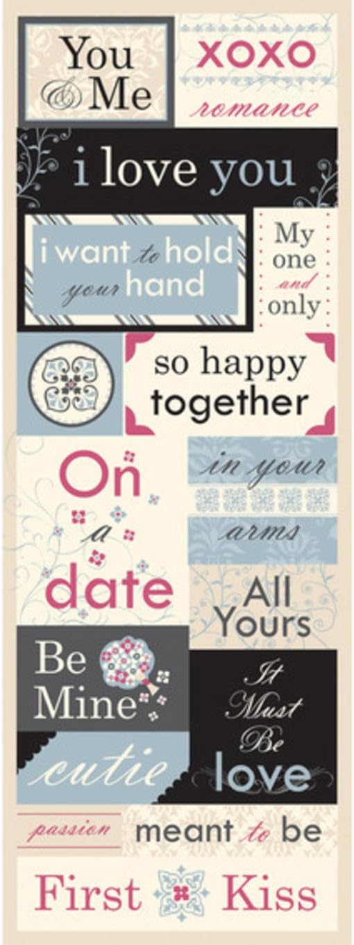 4-5/8 Inch by 12-1/2 InchSheet Embossed Stickers, Glitter Story of Us