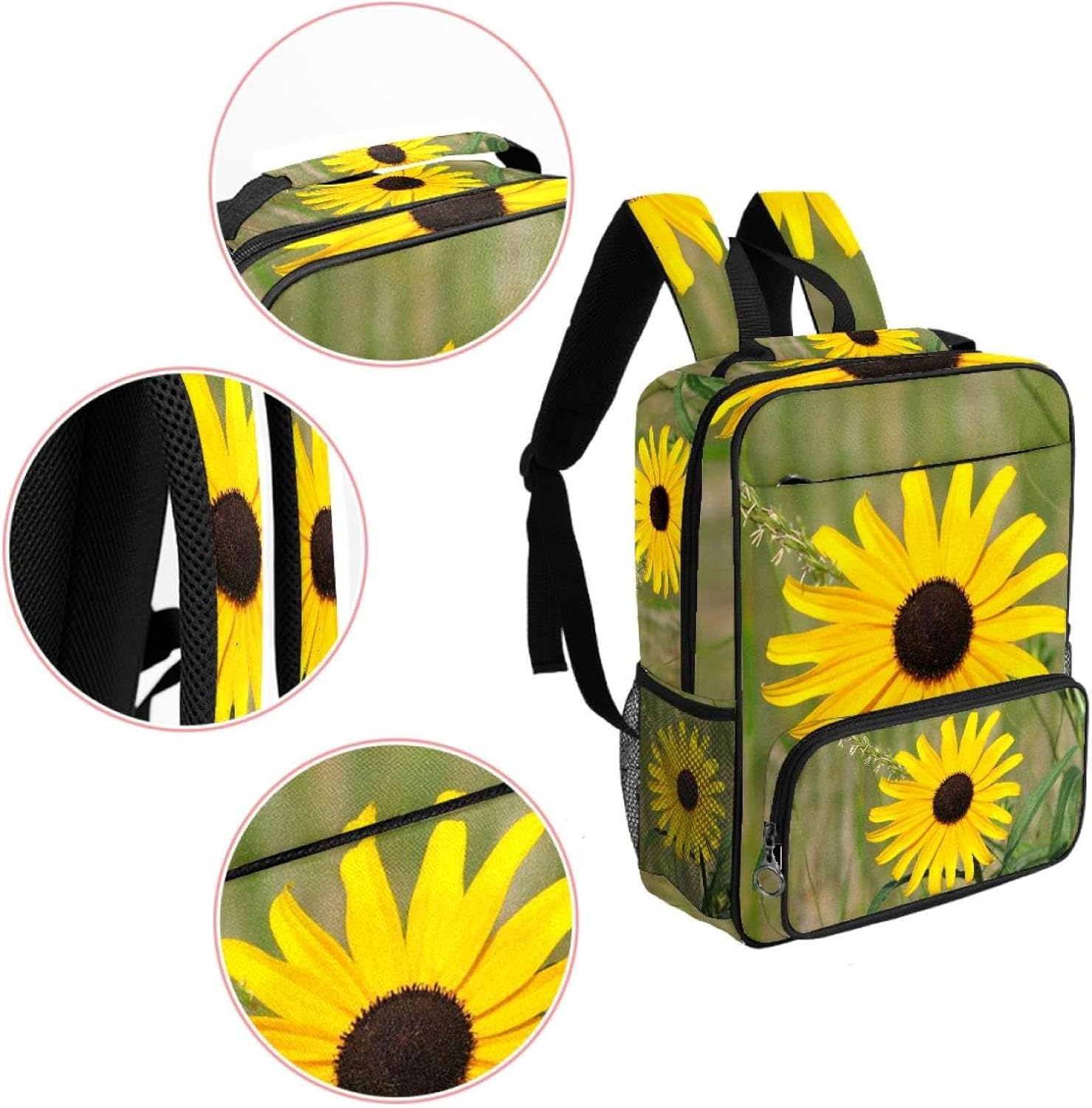 [suojapuku] 女性用の小さなバックパック、ミニ バックパック トラベル バッグ、黄色い花、女の子のためのブックバッグキャン