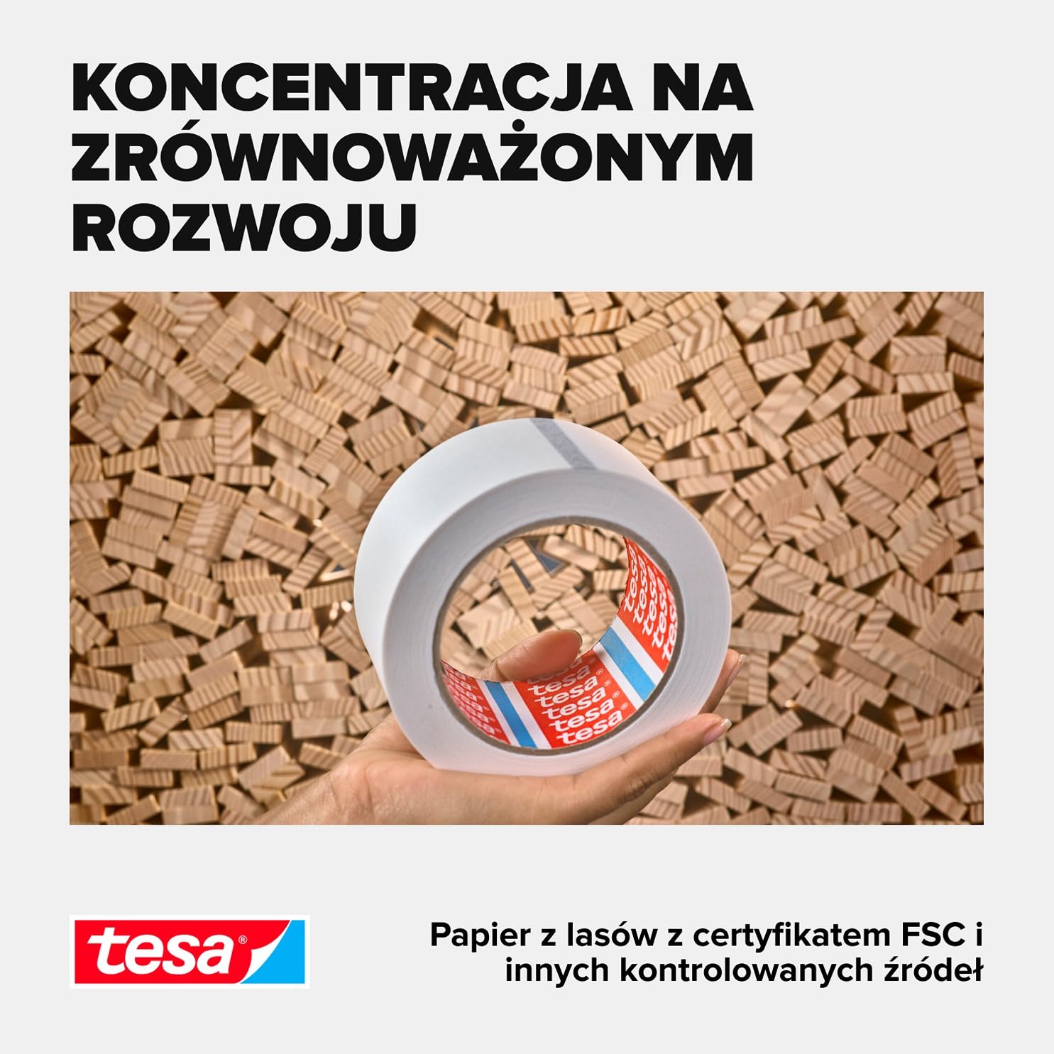 tesa 04313-0004-00 tesapack 4313 papierowa taśma do pakowania paczek i kartonów w kolorze białym, 6 rolek po 50 m x 50 mm, 6 x 50 mm