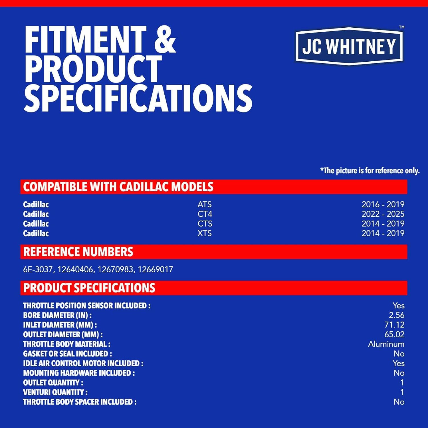 JC Whitney JFBAJCWTHB00017 Throttle Body - Compatible with Chevrolet Impala 2012-2020, Camaro 2012-2017, Colorado 2015-2016, Equinox 2012-2017, Traverse 2012-2020 - 3.6L