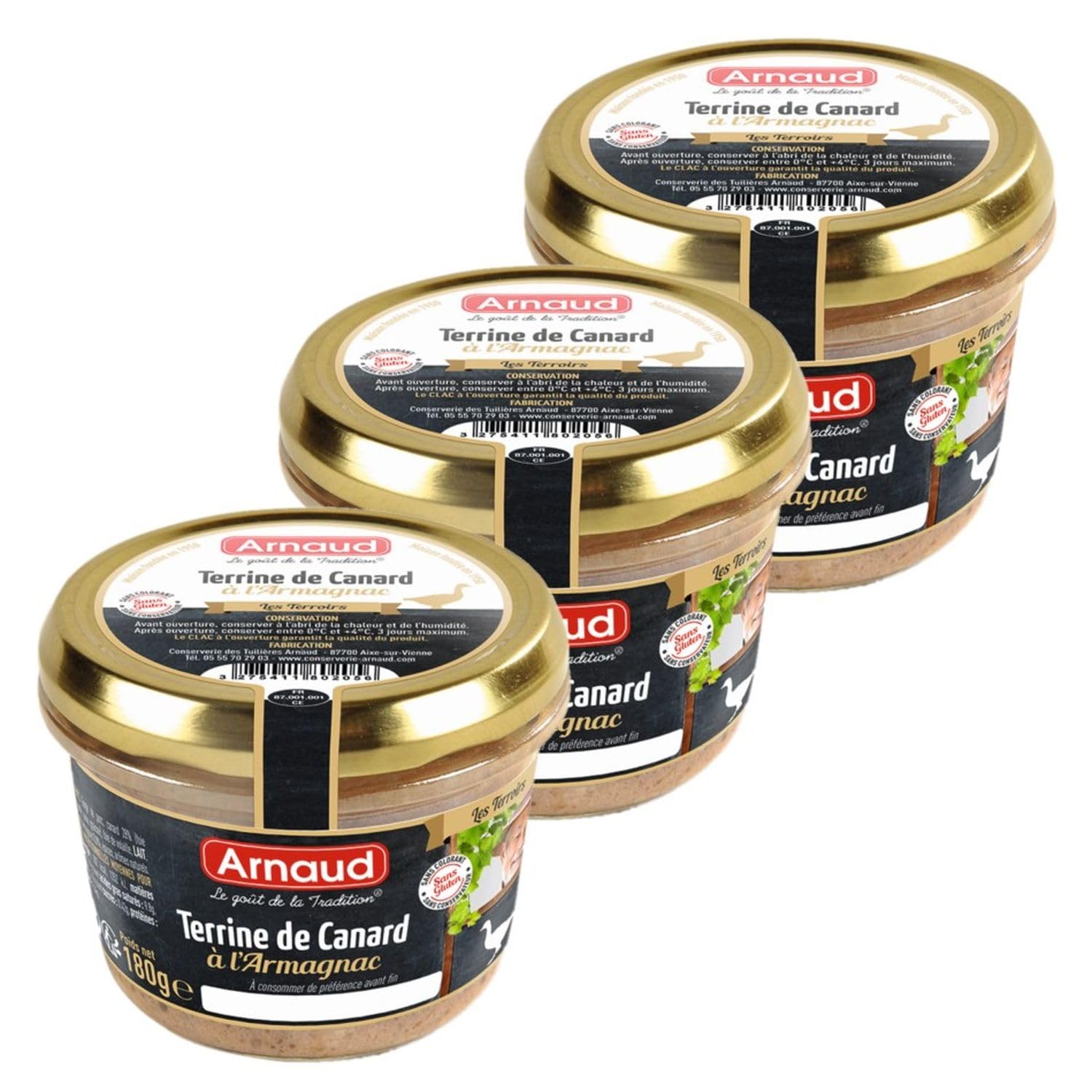 Lot 3x Terrine de canard à l'Armagnac - Bocal 180g