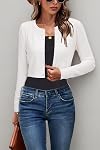 Newshows Womens Long Sleeve Cropped Cardigan Trendy 2025 Solid Open Front Crew Neck Bolero Shrug Lightweight Sweater