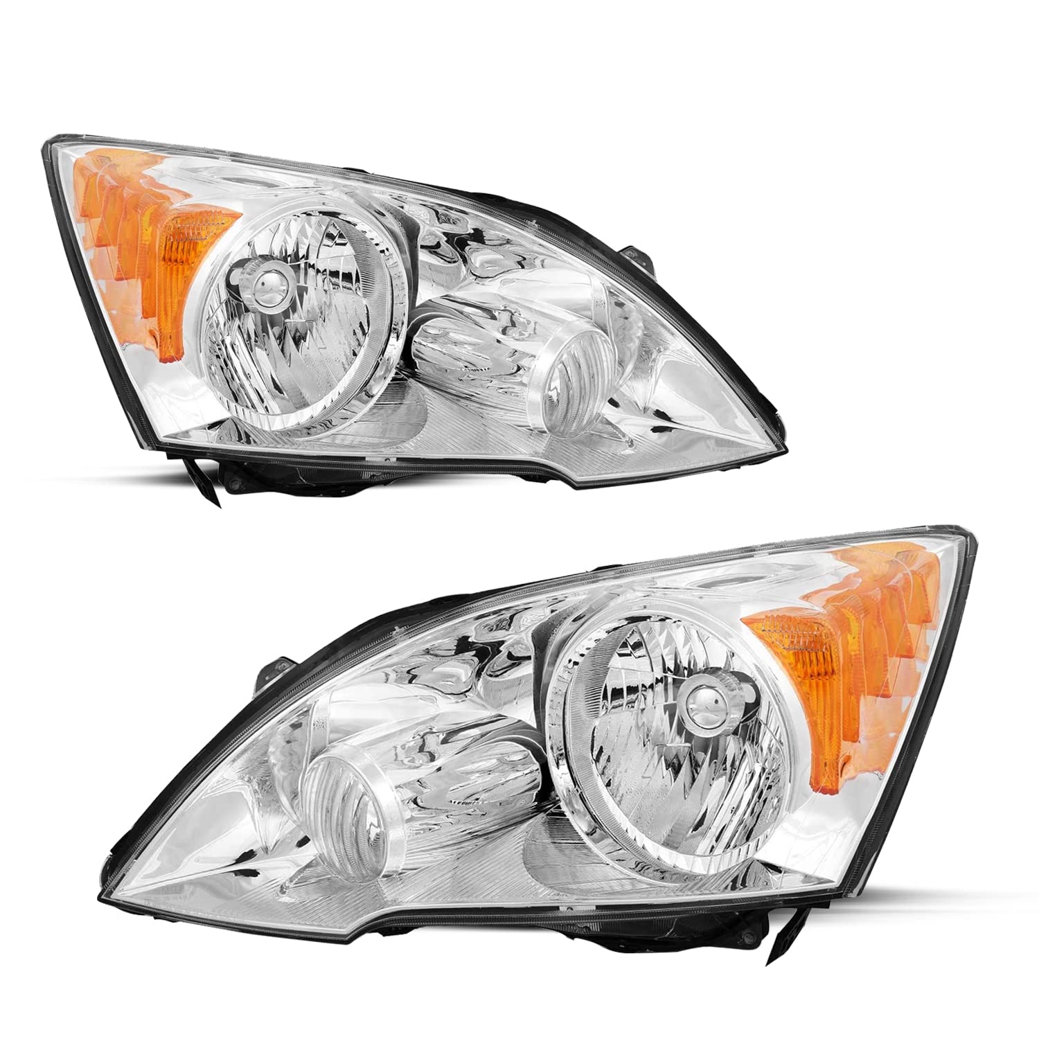 Photo 1 of JSBOYAT Headlight Assembly Replacement for 07-11 Honda CR-V Driver and Passenger Side Chrome Housing with Amber Reflector w/o Bulbs