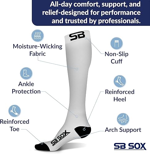 Miniatura 27 de SB SOX - Calcetines de compresión (20-30 mmHg) para hombres y mujeres - Calcetines de compresión para usar todo el día, mejoran el flujo sanguíneo