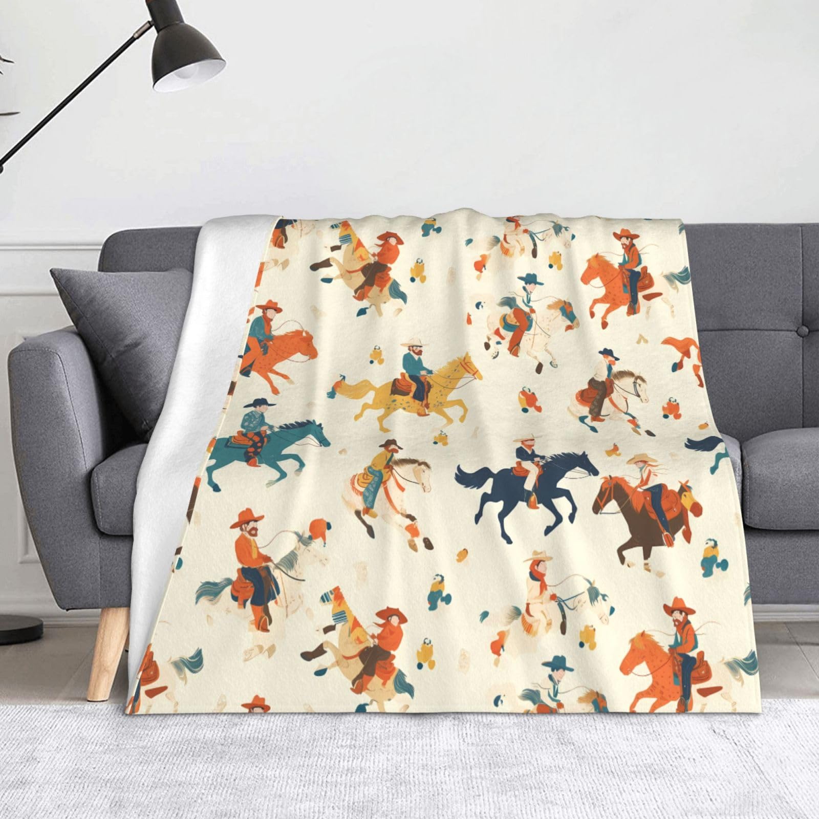 Housse de couverture cowboy cheval 152x127 pour lit, canapé et voyage