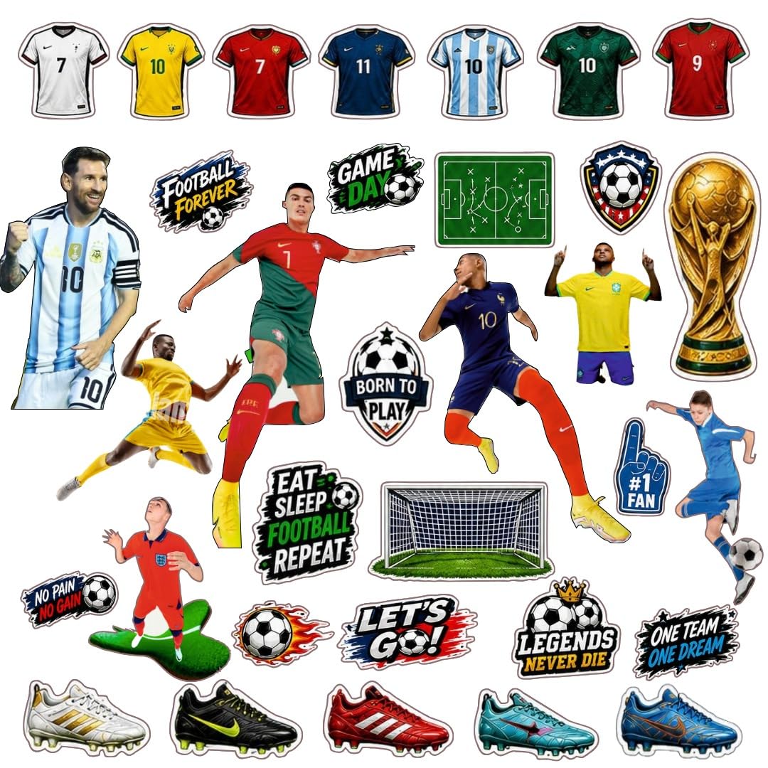 Wanna Party Football Theme Sticker Sheets Pack of 4, Assorted Soccer Player, Jersey, Ball, Goal & Trophy Stickers for Notebooks, Laptops, Scrapbooks, Bottles, Party Favors & Kids Crafts-image-41
