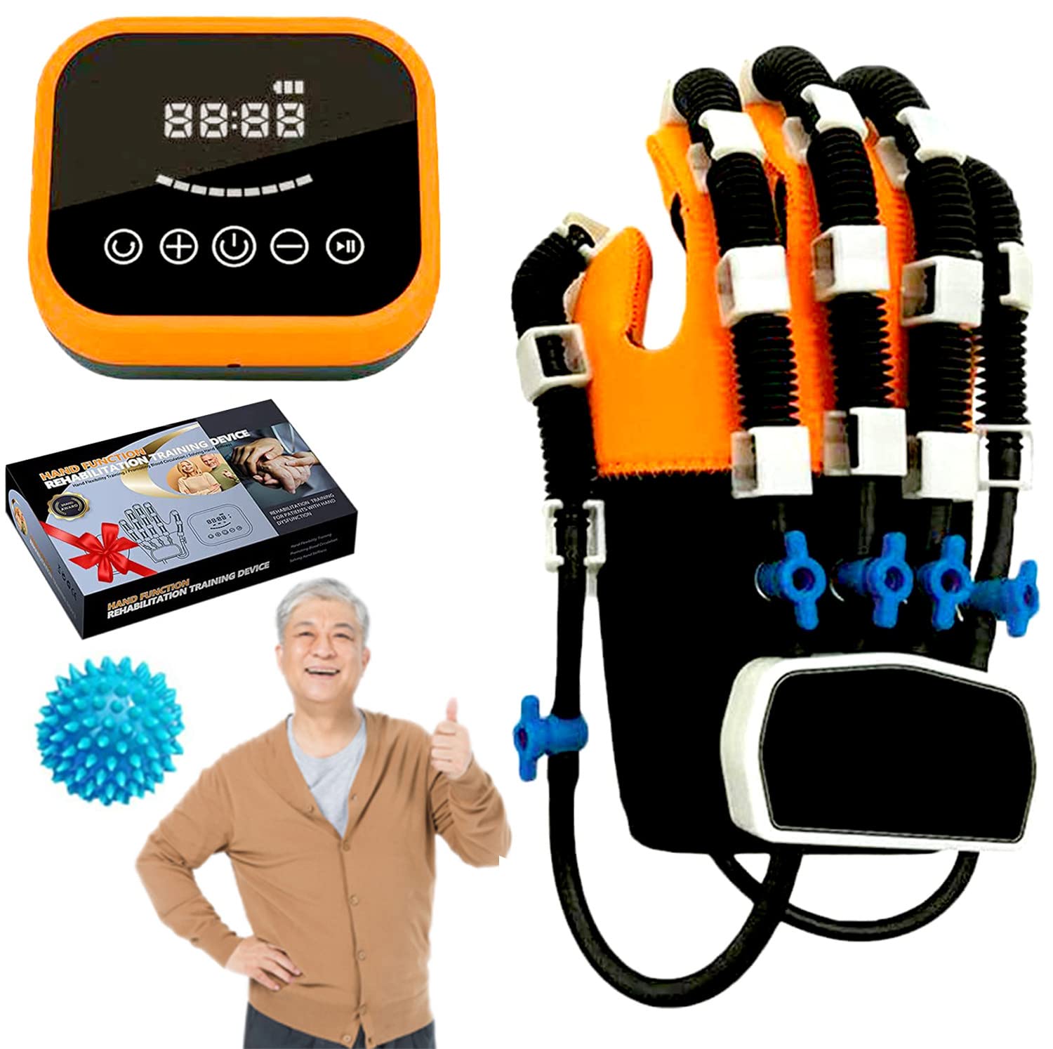 Upgrade Rehabilitation Robot Gloves, Smart Rechargeable Finger Training Rehab Orthotics, to Make Your Fingers Younger,M-Right