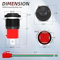 Vista 2 de Joinfworld Interruptor de botón de claxon 12V 20A de servicio pesado de 16MM, interruptor de altavoz de metal para bocina, botón de contacto
