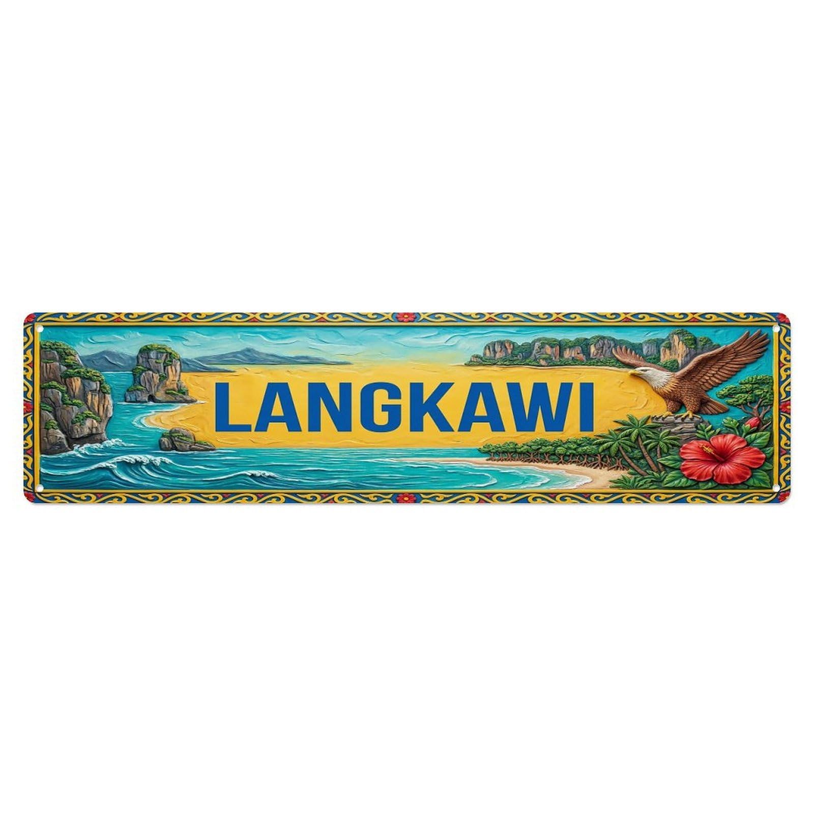 Gead 4X16inch Style Vintage Langkawi Malaysia Flag Pattern Metal Tin Sign