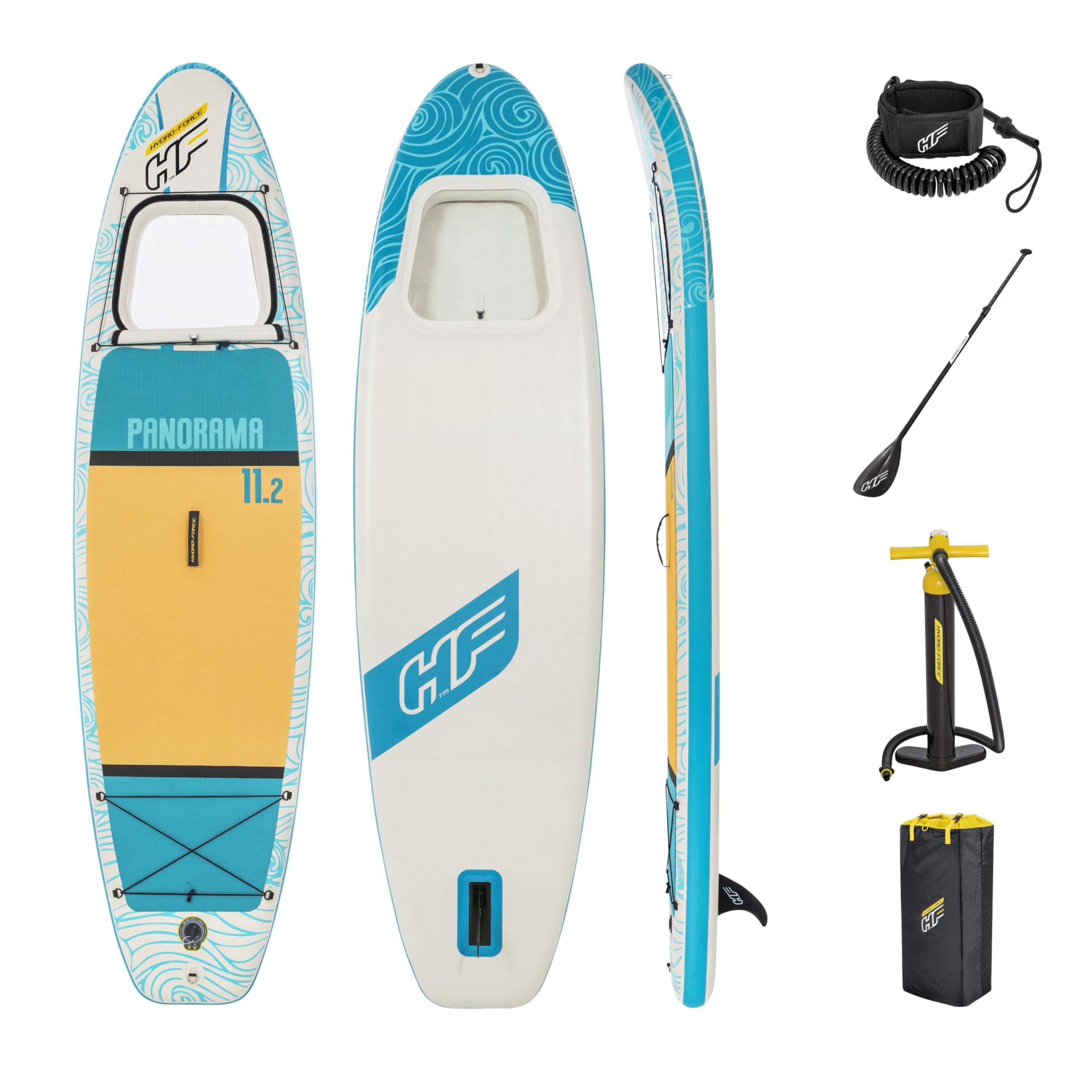 Hydro-Force Inflatable Stand Up Paddle Board | Complete Set with Hand Pump, Travel Bag and Built-in Window, Multiple Sizes
