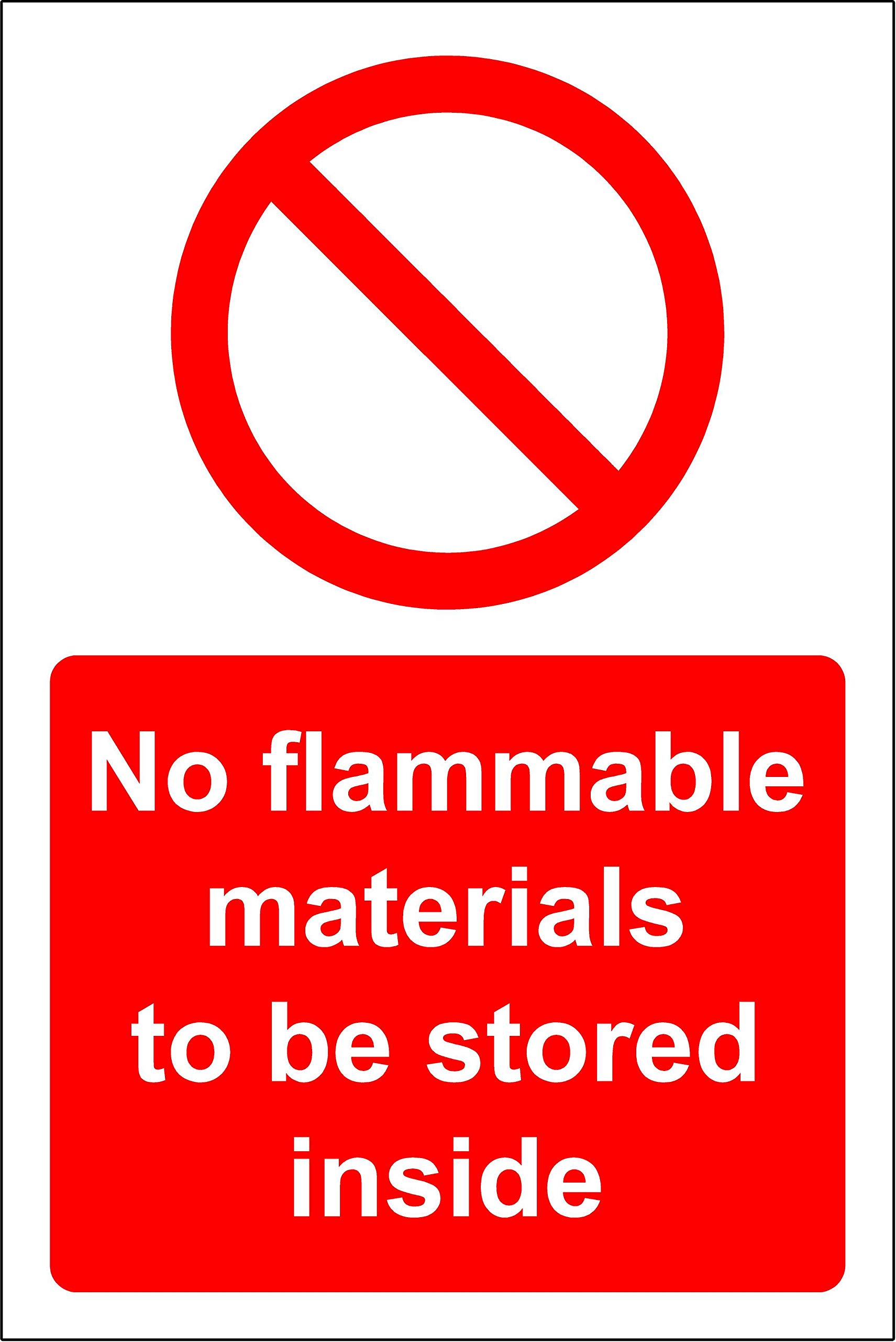 Kpcm Display Ltd No Flammable Materials To Be Stored Inside Safety Sign - 1.2Mm Rigid Plastic 200Mm X 150Mm