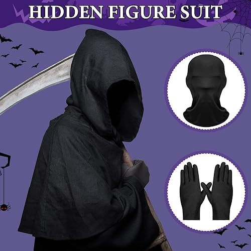 Miniatura 4 de Coume 8 piezas de máscara sin rostro y guantes de cara completa, guantes de elastano, cabeza de Halloween, capucha de elastano, cosplay, disfraz