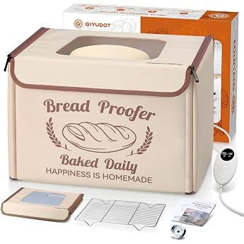 GIYUDOT Foldable Fermentation Box with Temperature Control 10-45&deg;C &amp; 48h Timer, Dough Fermentation Box with Metal Shelf and H