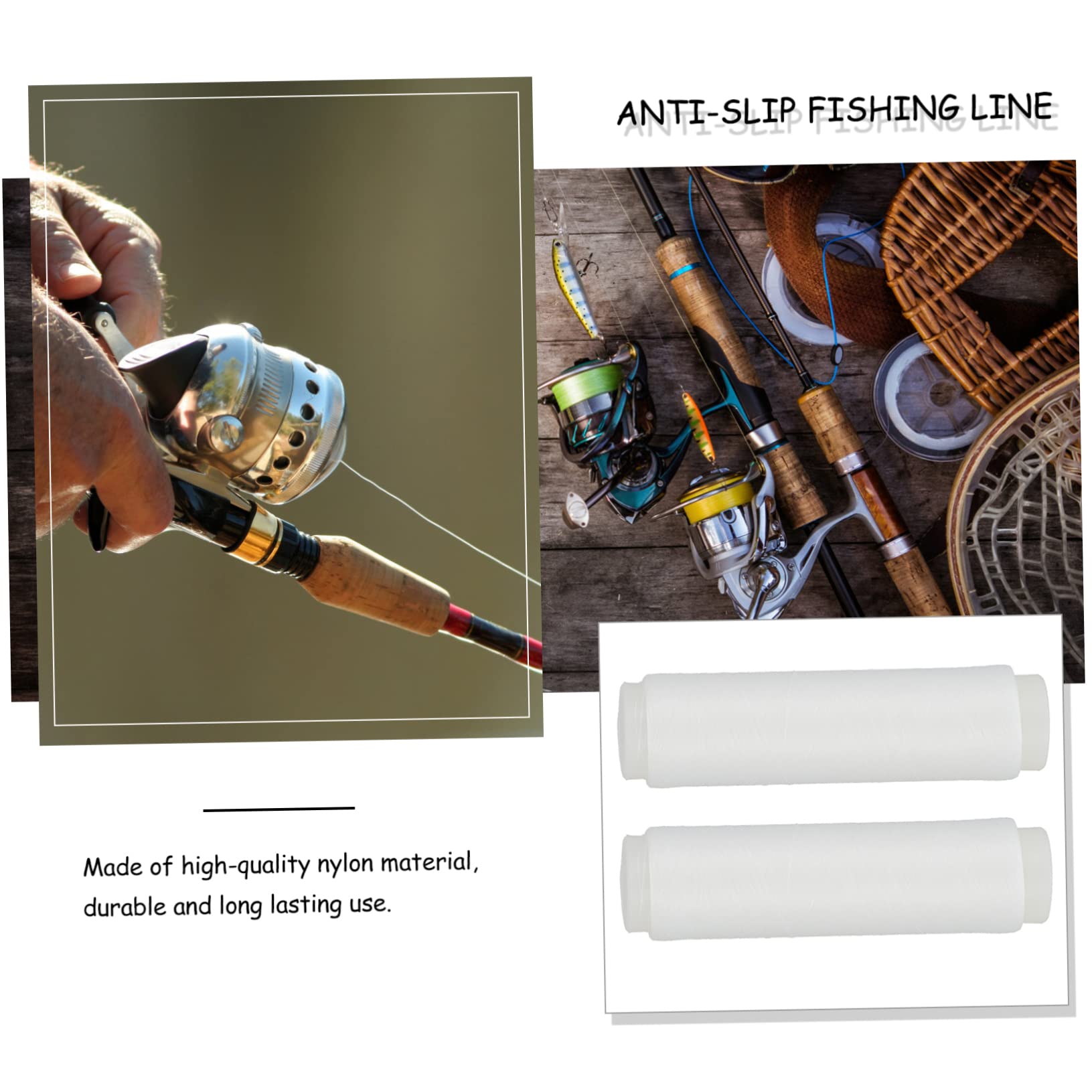 OHPHCALL 2Rolls Wear Resistant Nylon Fishing Line Skid Fishing Wire for Durable Tackle High Elasticity for Boat Bank Fishing