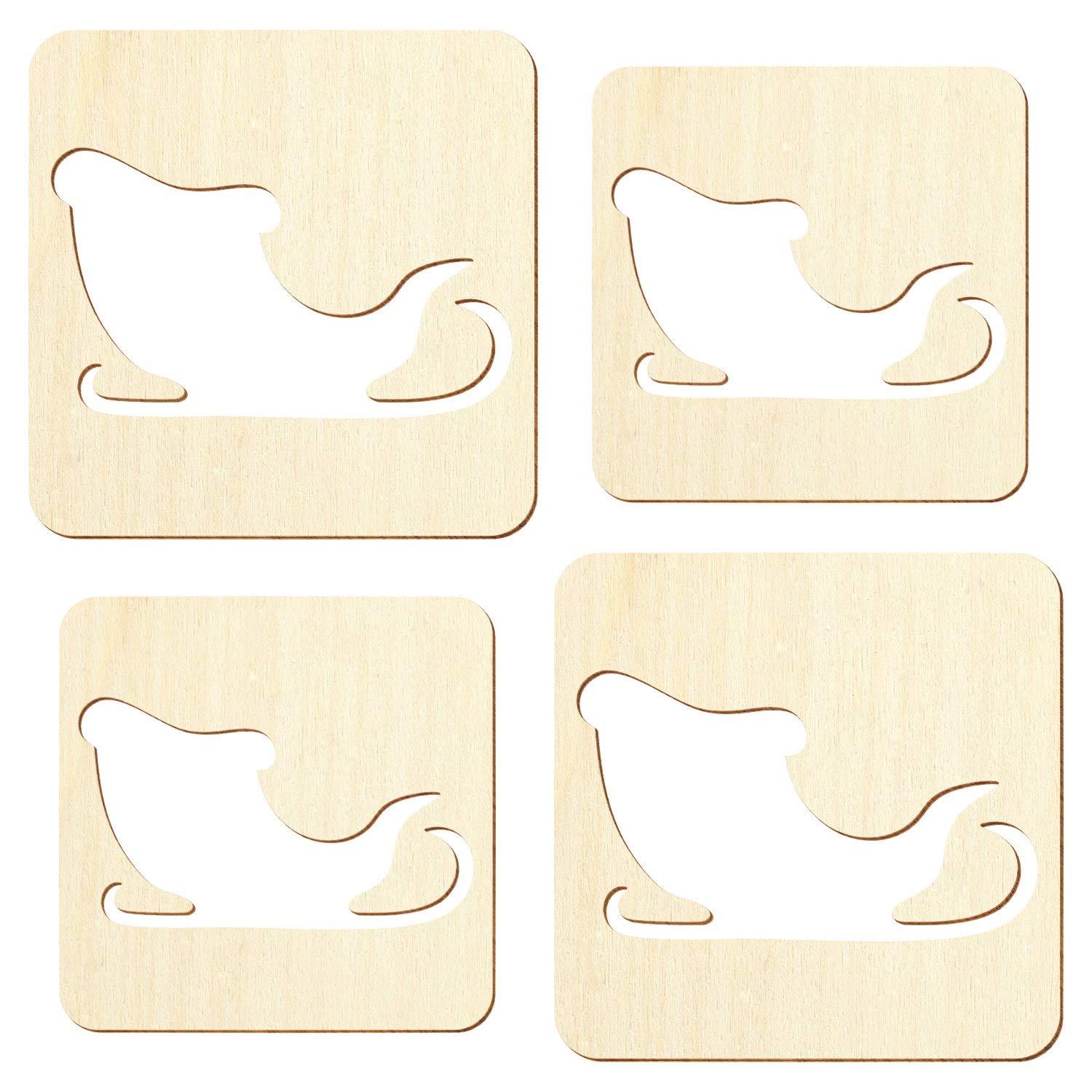 Lot de 25 pochoirs en bois avec traîneau Père Noël - 5 à 50 cm - Décoration de bricolage - Dimensions : 50 cm