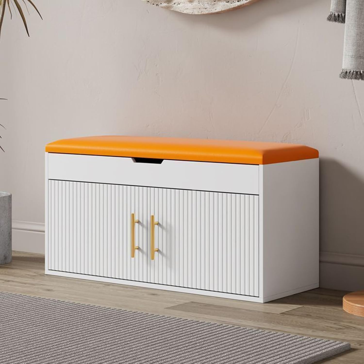 Benches Garden Bench Outdoor Patio Seating Backless Park Chair Lawn Path Slatted Seats,Shoe Bench with Cushioned Seat - Entryway Storage Ottoman Bench with Hidden Storage for Bedroom, Living
