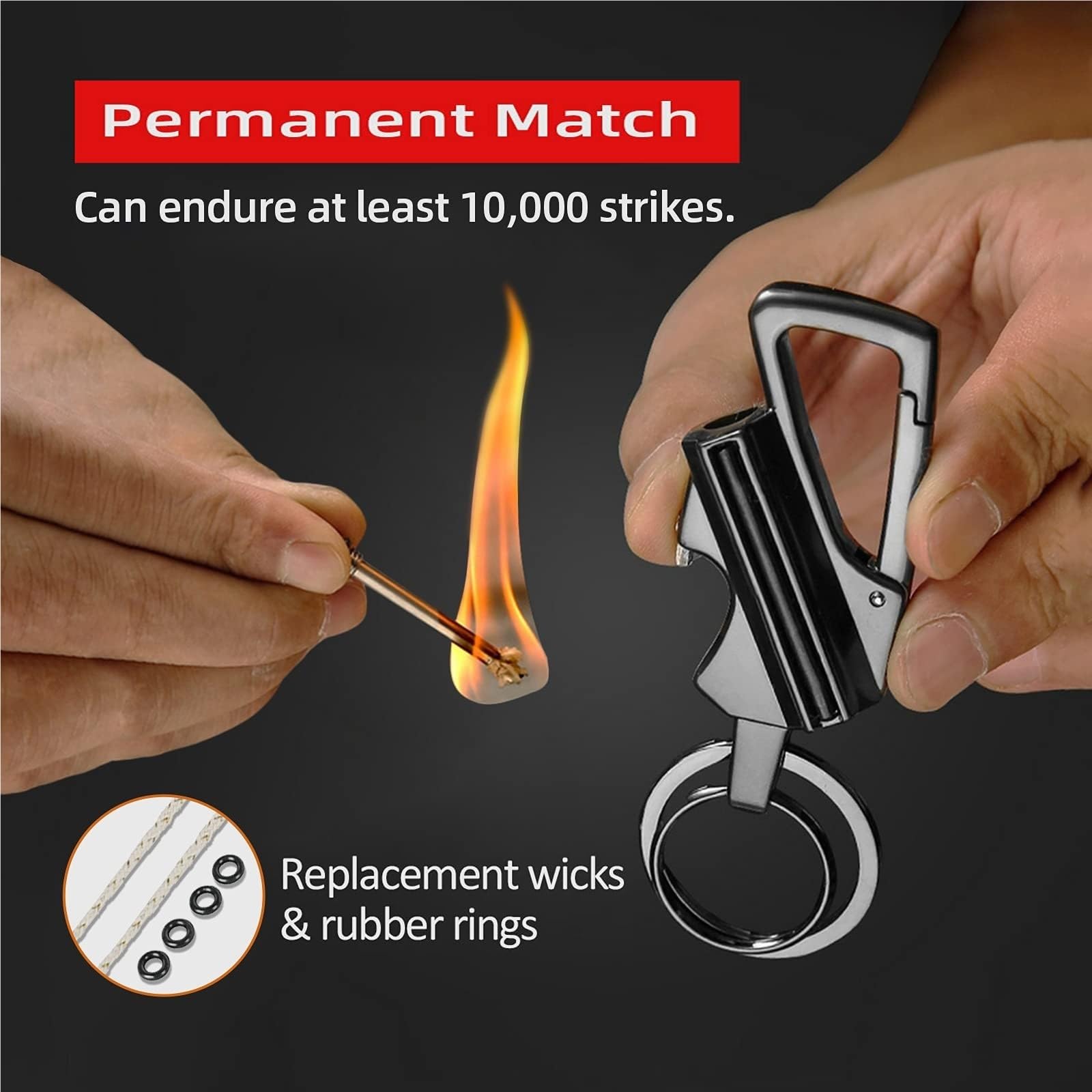 Wasserdichtes Kerosinfeuerzeug, nachfüllbar, tragbar, for Outdoor-Wanderer, Camper, Streichhölzer, Feuerzeug mit Flaschenöffner(2-Pack 2)