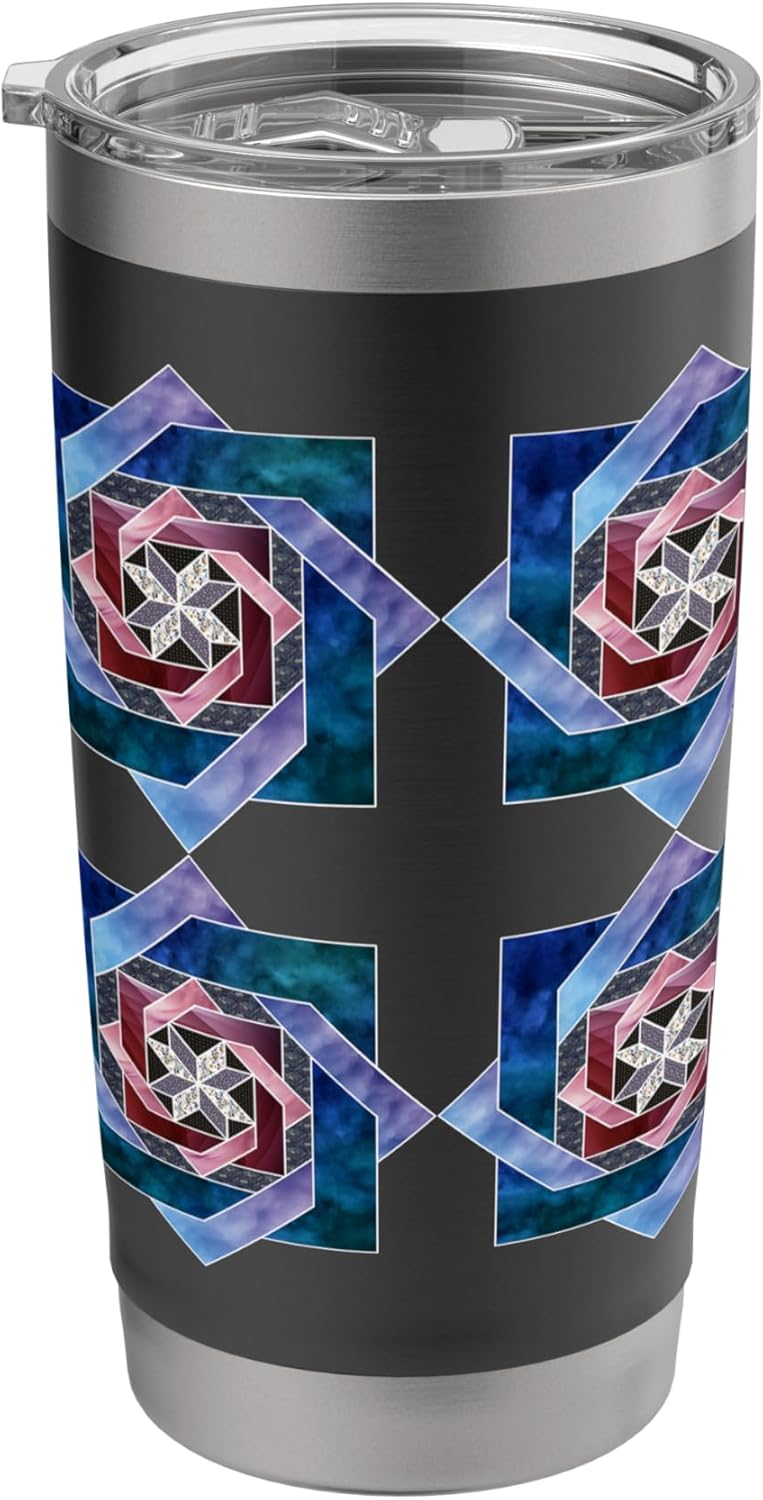 Labyrinth Quilt Pattern Quilting Stainless Steel Insulated Tumbler
