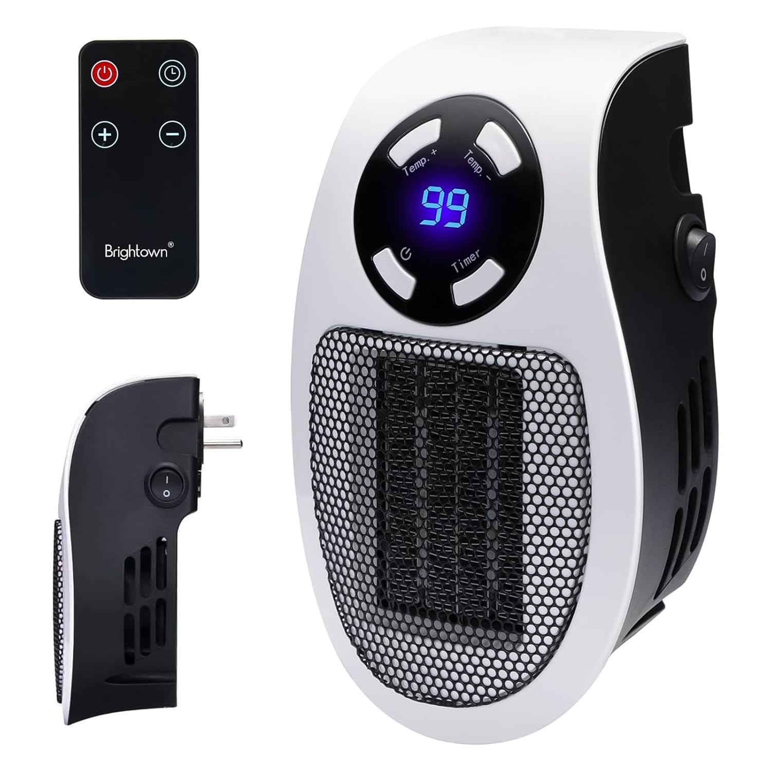 Brightown Wall Plug In Heater 450W Portable Outlet Heater with Remote Clear LED Display Small Wall Heaters for