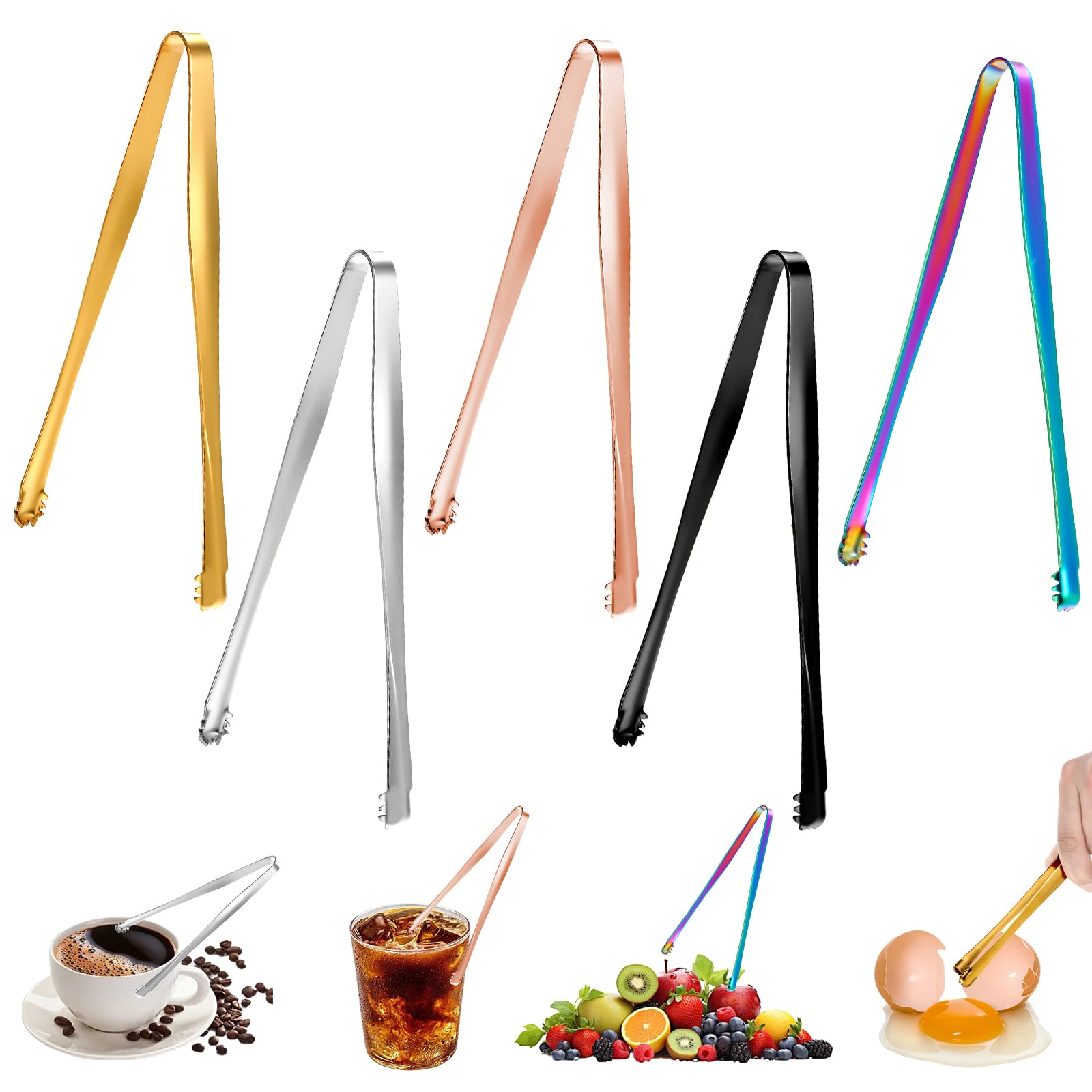 Hpmjz 5Pcs Egg Tools Egg Chalaza Membrane Removal Tool Stainless Steel Toothed Eggshell Fragment Remover Versatile Eggs Tool Supplies Kitchen Tongs for Cooking Bakers Chefs Food Competitions