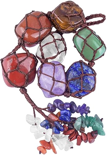 Miniatura 4 de rockcloud Cristales curativos 7 piedras de chakra, árbol de la vida, colgador de pared, piedras preciosas caídas, adorno colgante y 10 piezas de