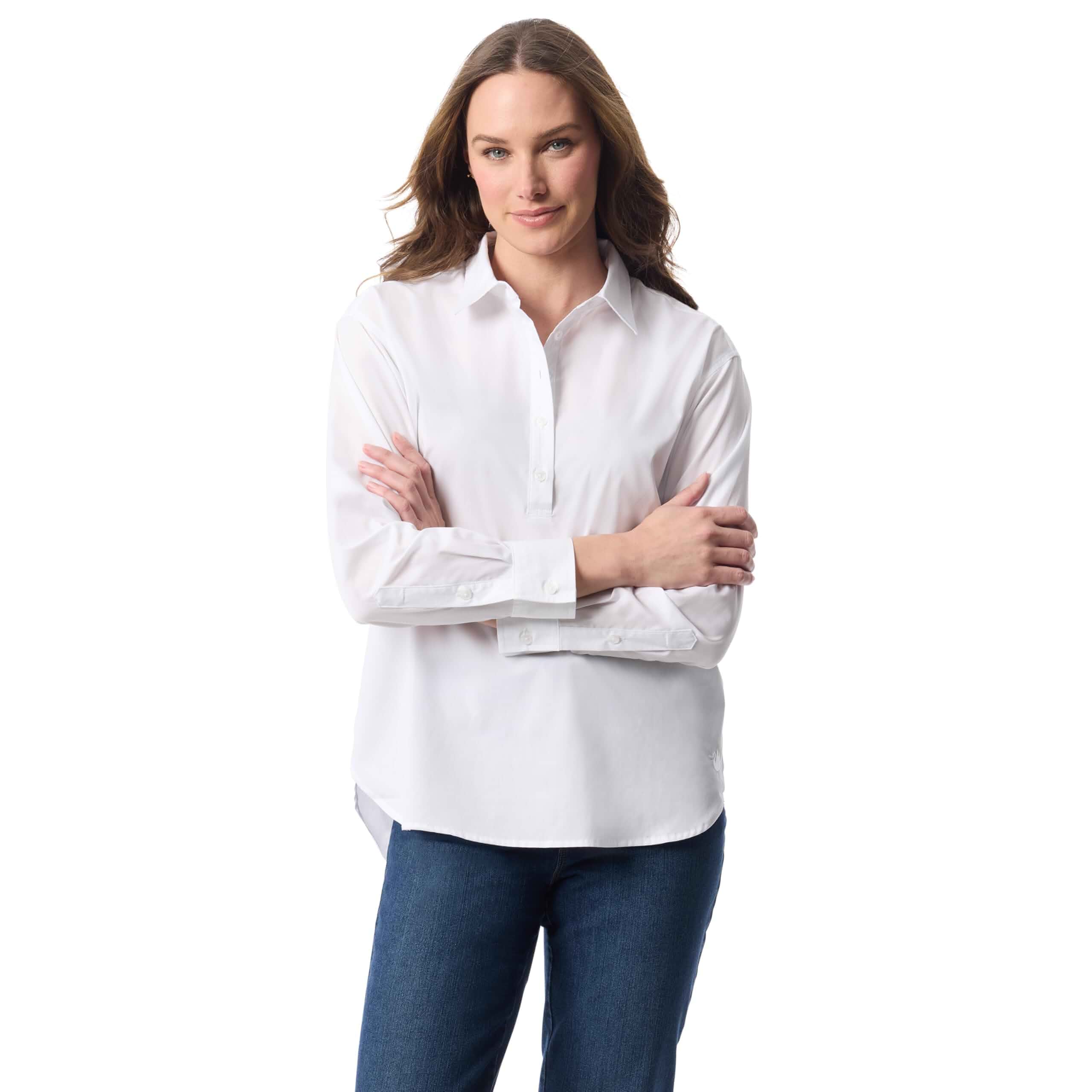Gloria Vanderbilt Women's Amanda High-Low Long Sleeve Pullover Shirt Standard Long Sleeve