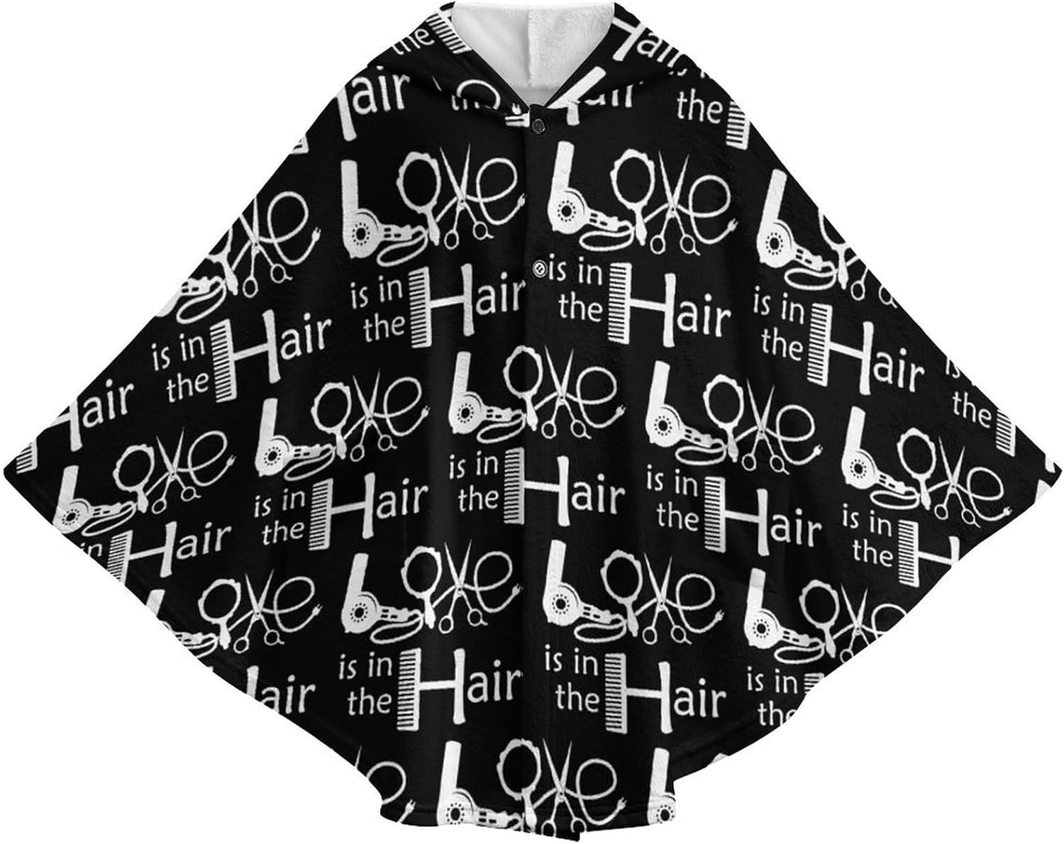 Barber Salon Hairdresser Love Wearable Blanket with Hooded Flannel Blankets Cape with Pocket