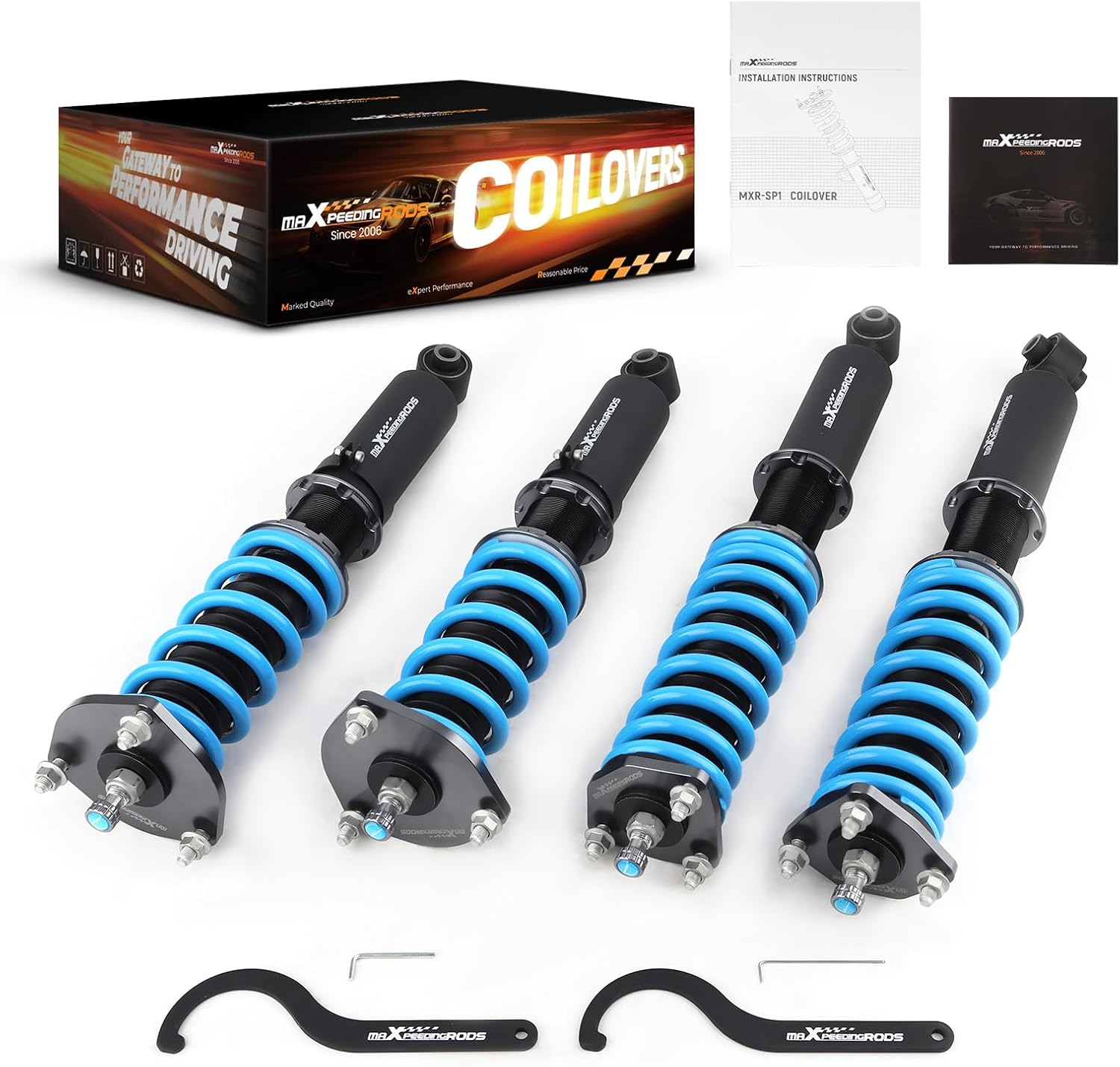 maXpeedingrods Coilover for Lexus SC430 2001-2010, 24 Levels Damper Adjustable Coilovers Suspension Kit Strut, Height Adjustable Shock Absorber Struts, T6 Upgraded Lowering Kits Blue