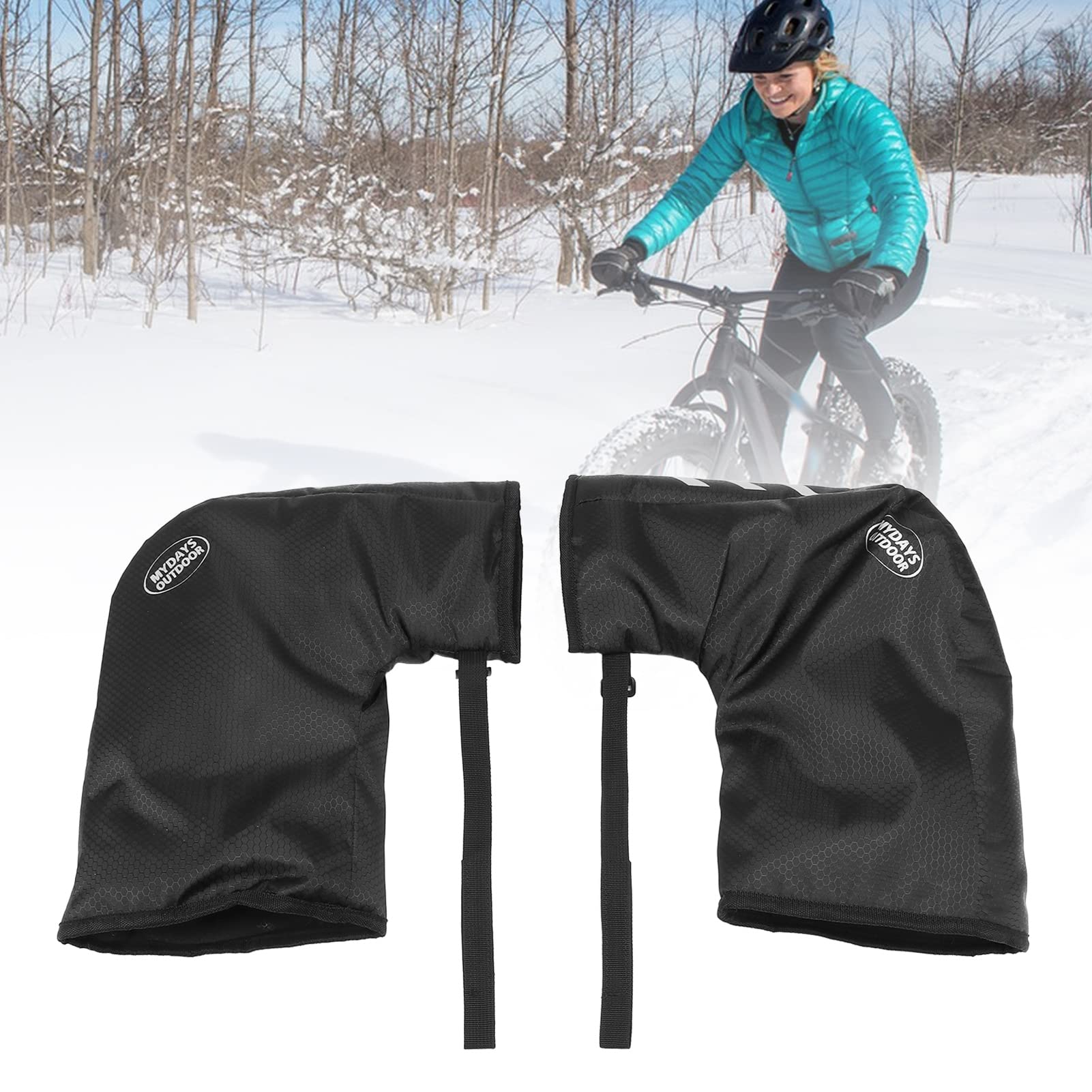1 par de Guantes para Manillar de Bicicleta, Impermeables, Reflectantes, cálidos para Manos, Cubierta térmica de Invierno, Protector de Mano para Manillar de Bicicleta