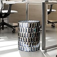 Vista 6 de Escenzy Modern Bathroom Trash Can Mosaic Glass 6L Decorative Small Garbage Can 8" x 10" Luxury Waste Basket for Restroom, Office, Bedroom &