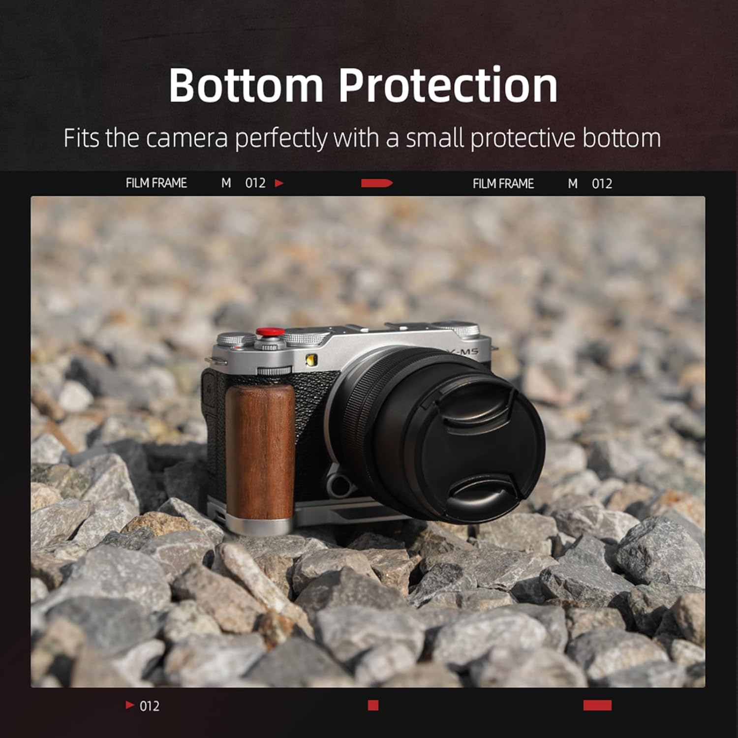 X-M5 L-Shape Handgrip for FUJIFILM X-M5, Built-in Quick Release Plate for Arca, Aluminum Alloy Wooden Handle Grip with Shutter Button for Fujifilm XM5 Camera Accessories (Silver Walnut Wood)