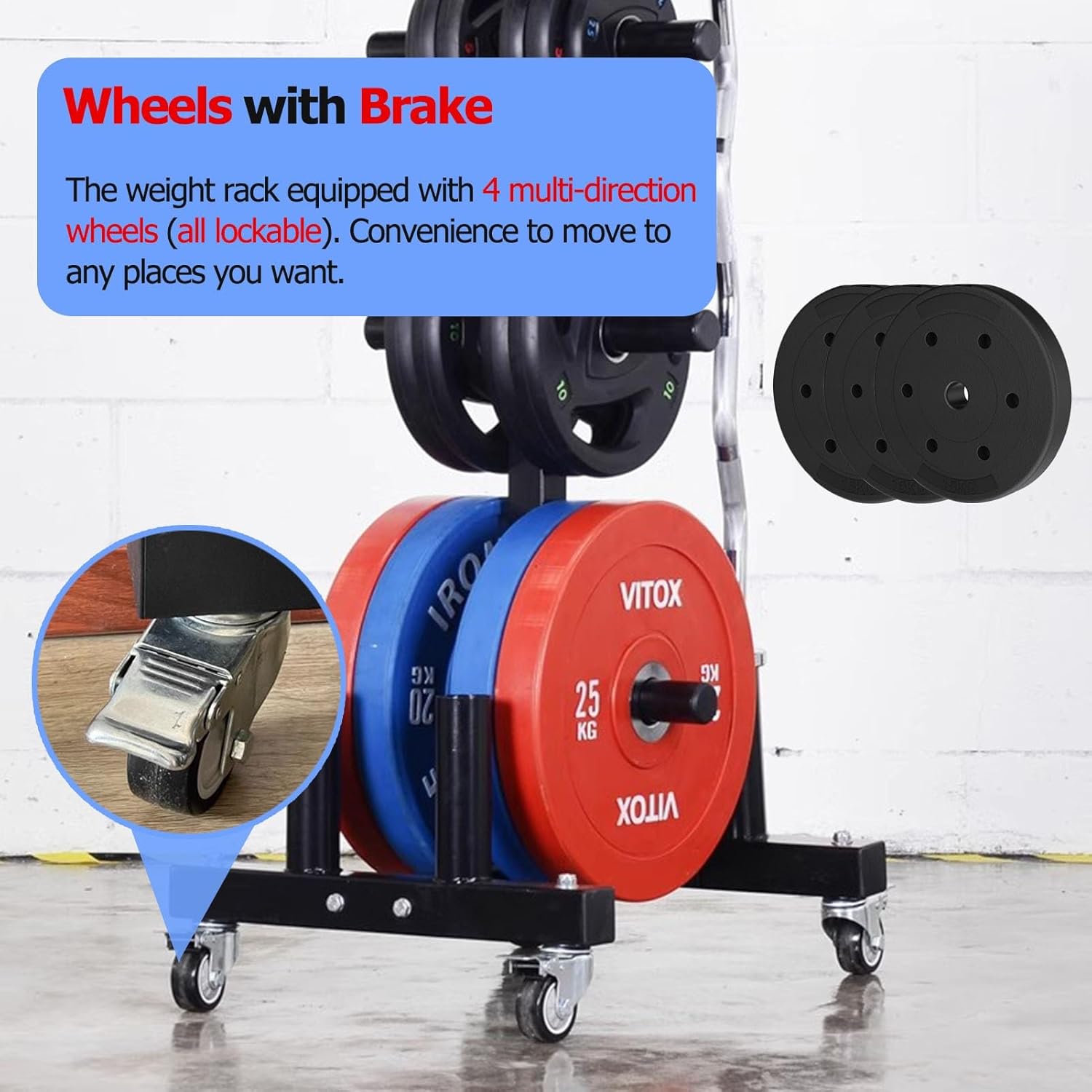 YXXSDP Olympic/Bumper Weight Rack Tree for Plate, Professional Barbell Storage Organizer/Workout & Lifting Equipment, with Rolling Wheels, Holds Up to 1102lbs Lbs
