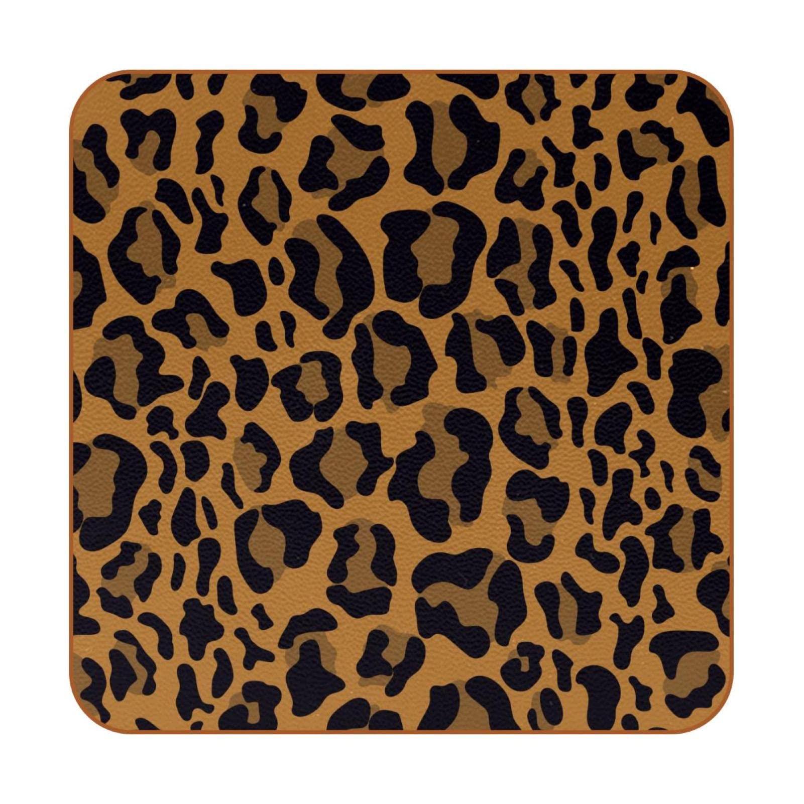 Dessous de verre carrés léopard antidérapants pour table de salon (Lot de 6)