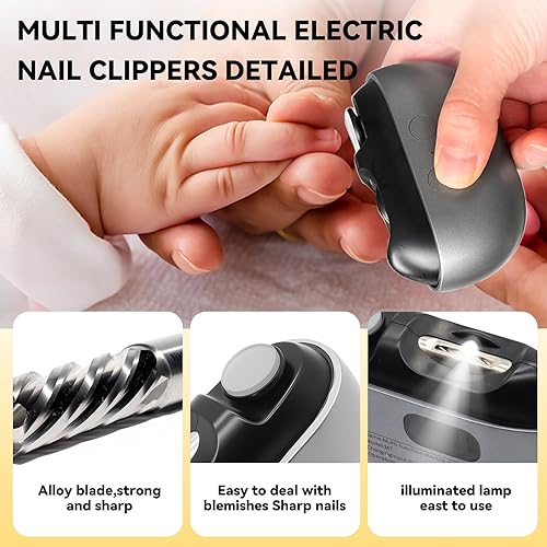 Miniatura 3 de Cortaúñas eléctrico, 3 en 1, automático y pulido con luz LED, lima de uñas de 2 velocidades, almacenamiento de polvo y cubierta magnética, seguro