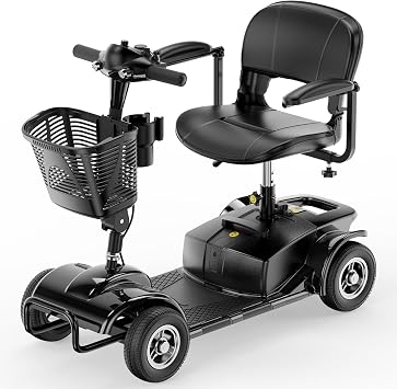 4 Wheel Mobility Scooters for Adults,Electric Power Mobile Scooters for Seniors,Foldable and Compact Heavy Duty Travel Scooter with Basket,Lights,Long-Lasting Battery and Cup Holder