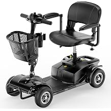 4 Wheel Mobility Scooters for Adults,Heavy Duty Electric Power Mobile Scooters for Seniors,Foldable and Compact Travel Scooter with Basket, Cup Holder, Lights and Long-Lasting Battery