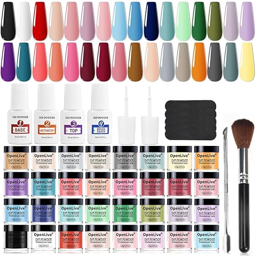 32 Color Dip Nail Powder Starter Kit 36 Bottle Blue