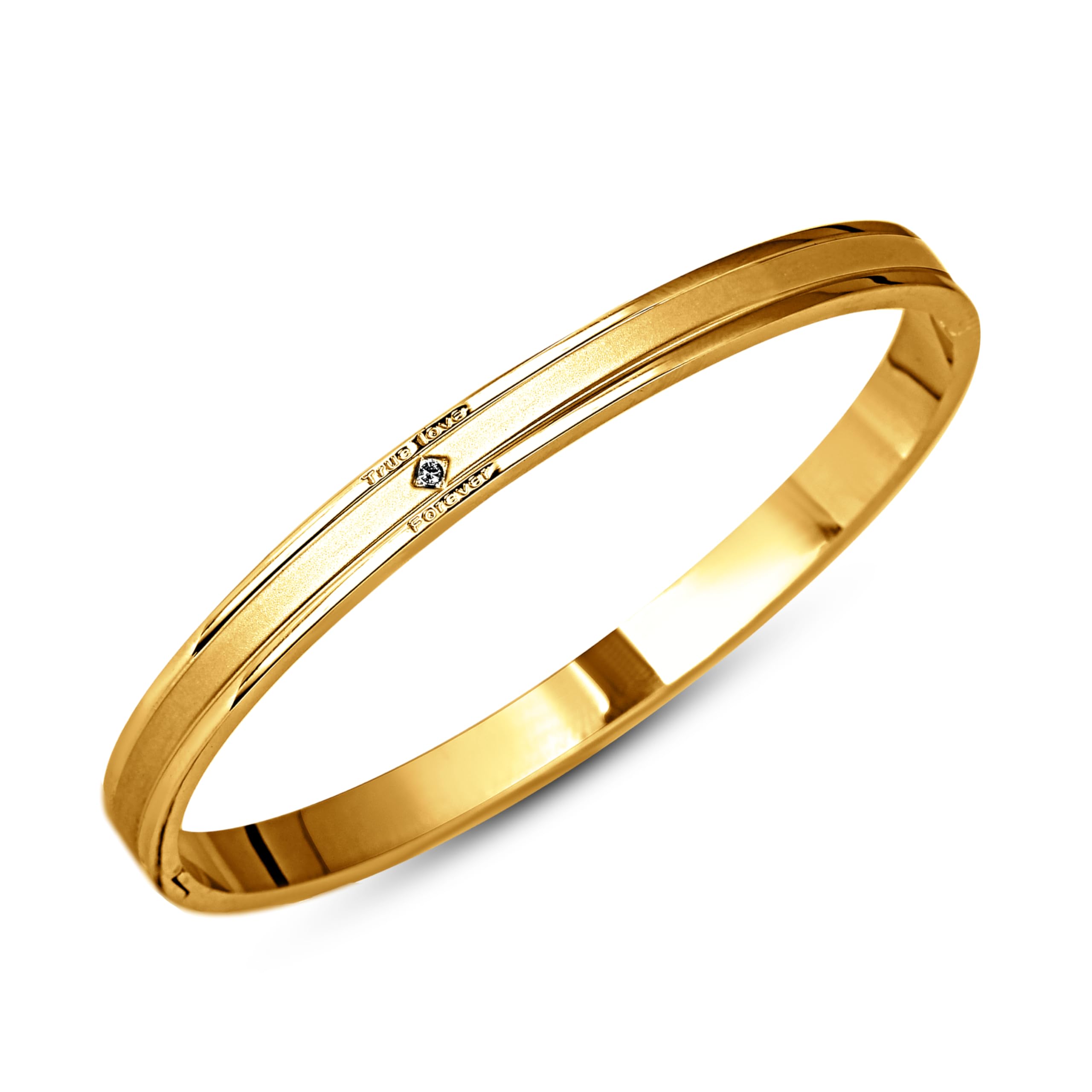 MEENAZ Stainless Steel Diamond Kada Bracelet for Men & Boys - Gold, Waterproof, Anti-tarnish, Rust-free 8 mm