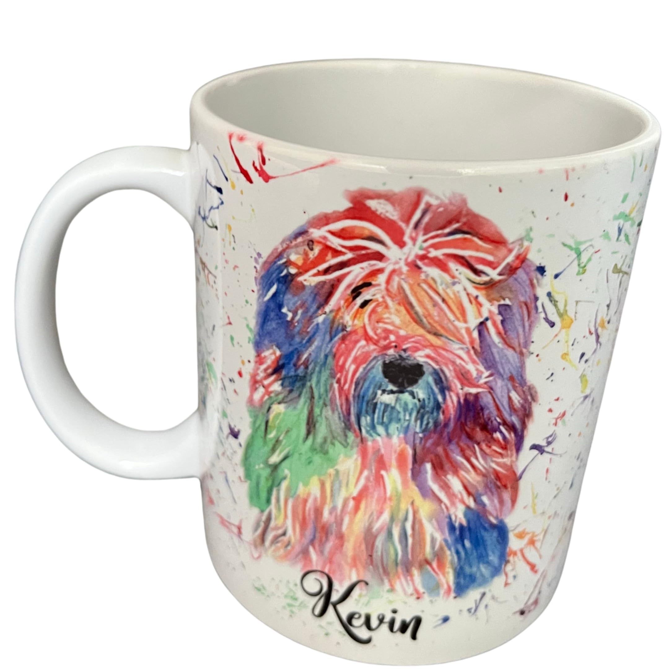 Personalised - Old English Sheepdog Water Colour Designed Gift Mug - Great Gift for All Occasions (Pink)